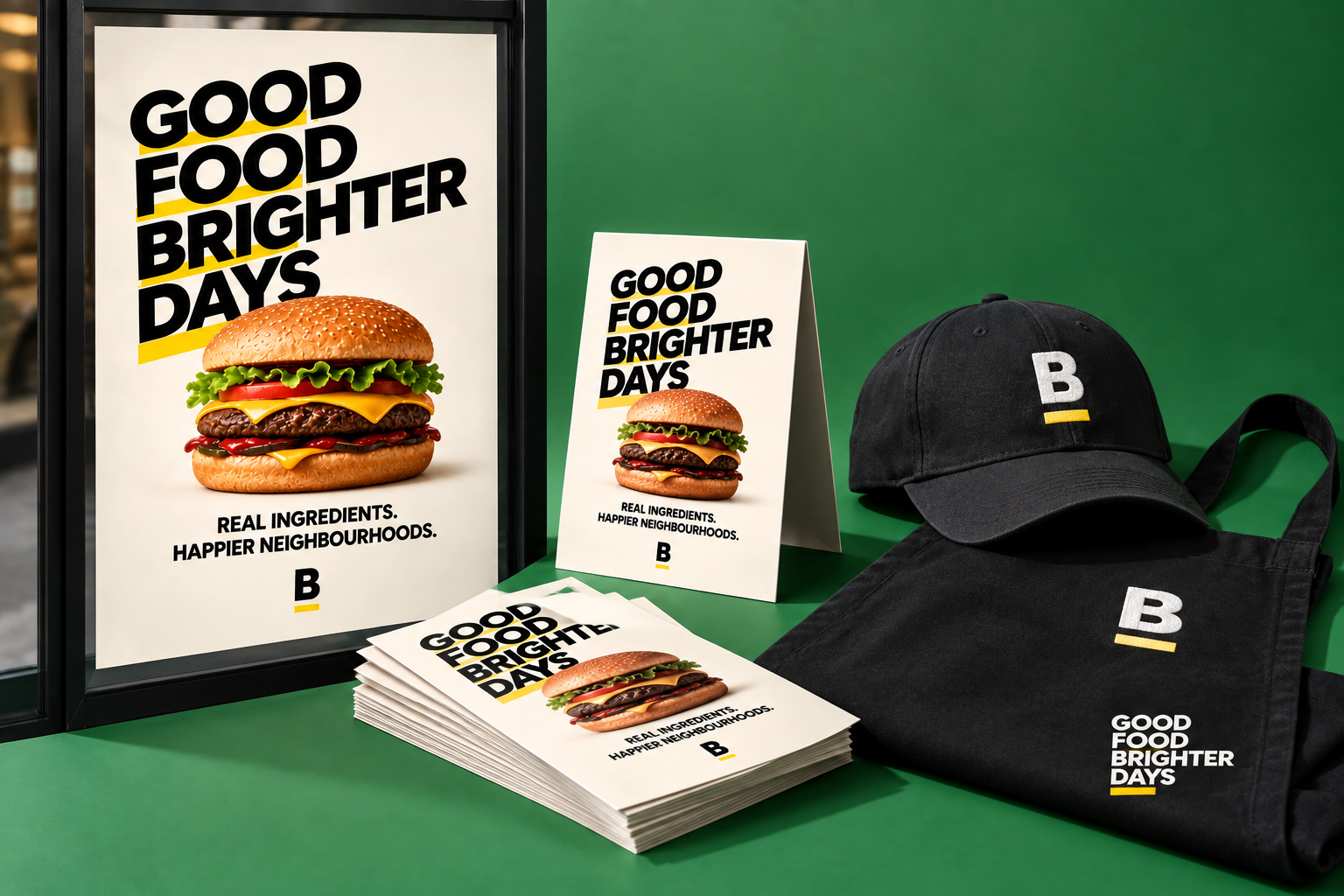 A coherent set of ready-to-use branded materials prepared for a single location.